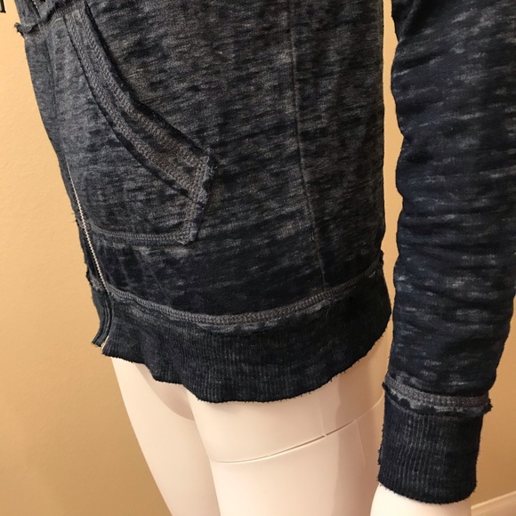 No Boundaries Burnout Hoodie Jacket Womens Junior Size XS Blue Varsity Stripe - Picture 13 of 15